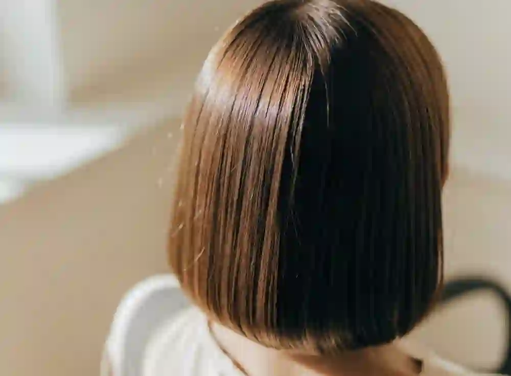 Sample result: a glossy brown bob with a smooth, shiny finish